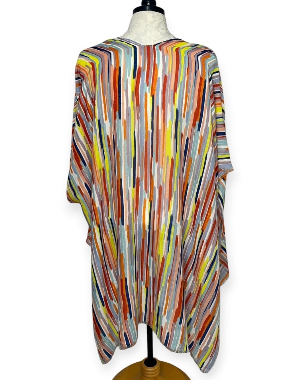 NWT Colorful Striped Kimono Boho Open Front Lightweight Layering Wrap - Picture 3 of 7